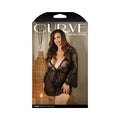 Fantasy Lingerie Curve Carrie Robe & Panty Set Black 3XL/4XL - Fantasies Boutique