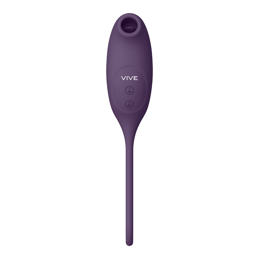 VIVE QUINO Rechargeable Air Wave & Vibrating Silicone Egg Vibrator Purple - Fantasies Boutique