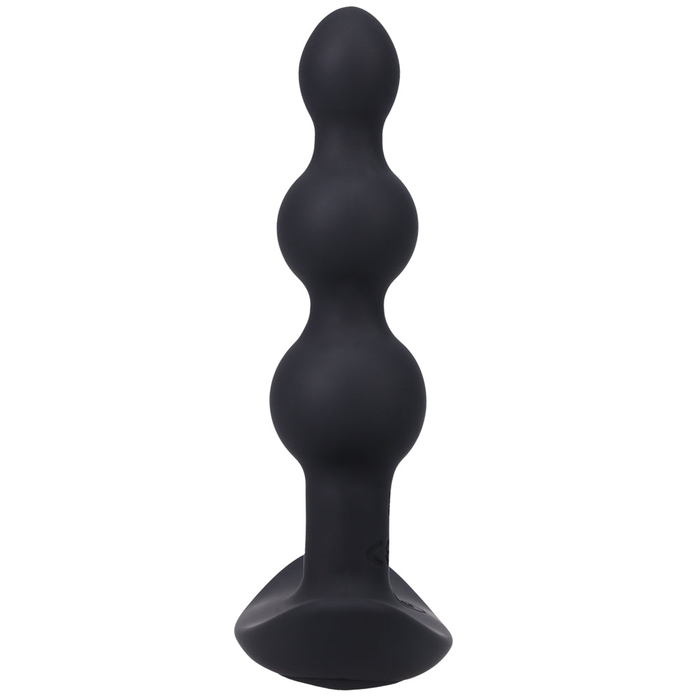 A-Play BEADED VIBE Rechargeable Silicone Anal Plug with Remote Black - Fantasies Boutique