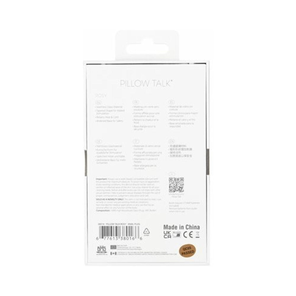 Pillow Talk Rosy Glass Anal Plug with Pink Rose Base - Fantasies Boutique