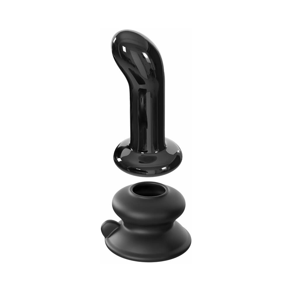 Icicles No. 84 Vibrating Curved Glass Massager With Suction Cup Black - Fantasies Boutique