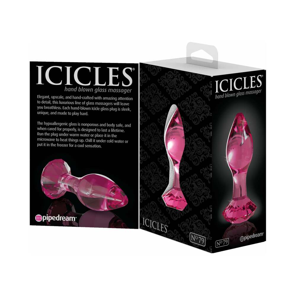 Pipedream Icicles No. 79 Glass Anal Plug With Faceted Base Pink - Fantasies Boutique
