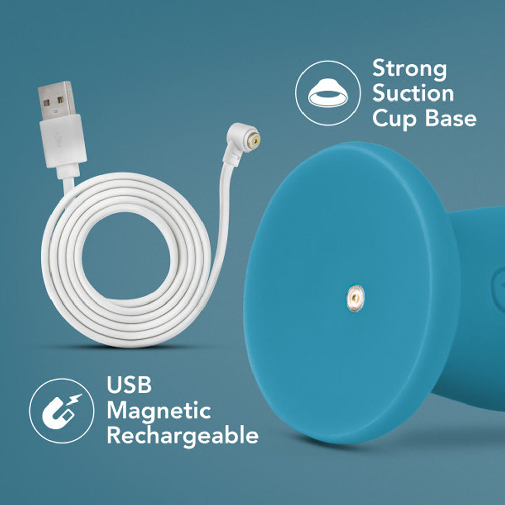 Impressions Miami Rechargeable Silicone 6.5 in. Vibrating Dildo Teal