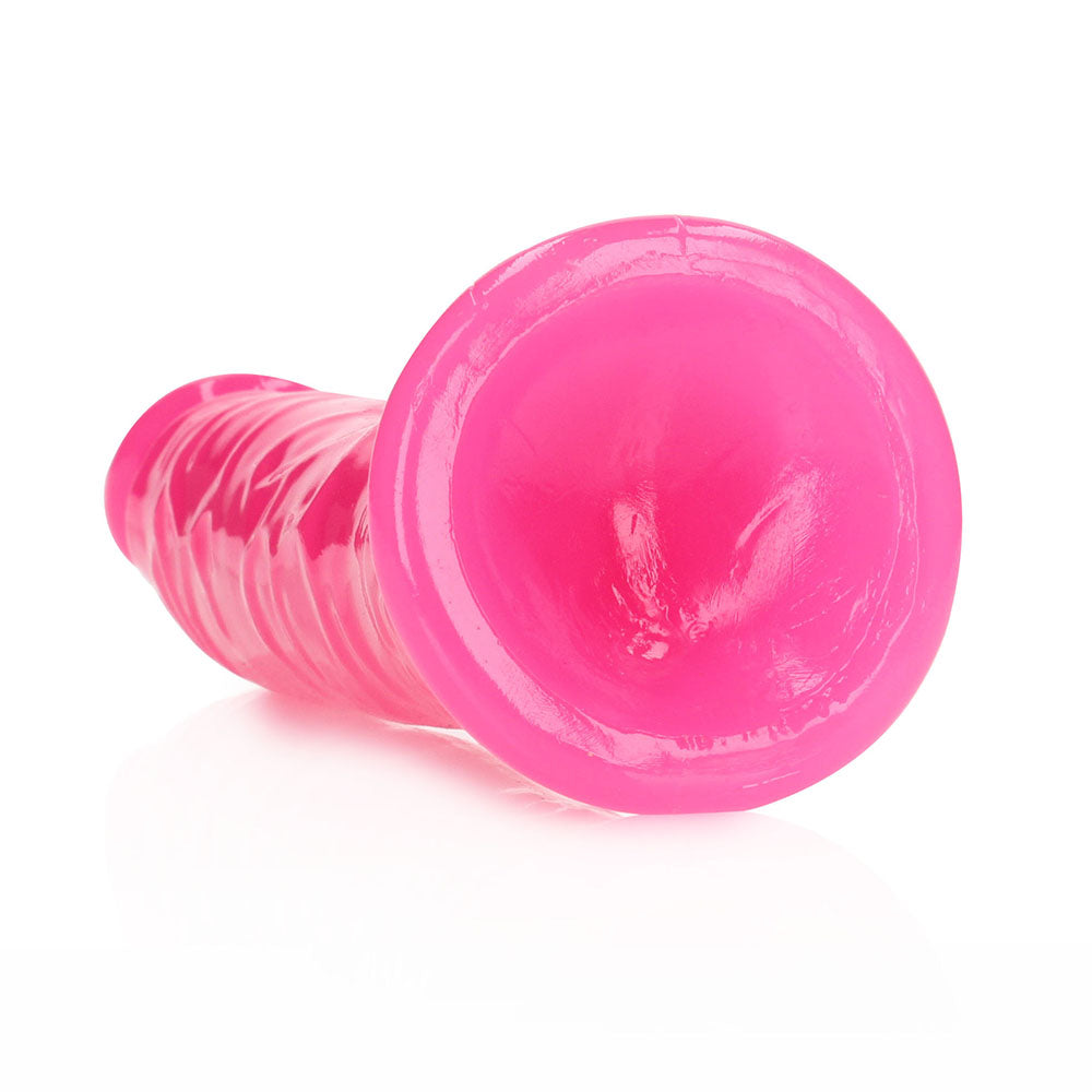 RealRock Glow in the Dark Slim 8 in. Dildo Neon Pink - Fantasies Boutique
