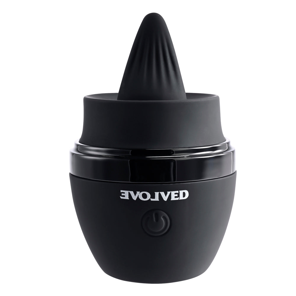 Evolved Tongue Tied Rechargeable Flicking Silicone Tongue Vibrator Black - Fantasies Boutique