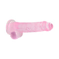 RealRock Crystal Clear Realistic 8 in. Dildo With Balls and Suction Cup Pink - Fantasies Boutique