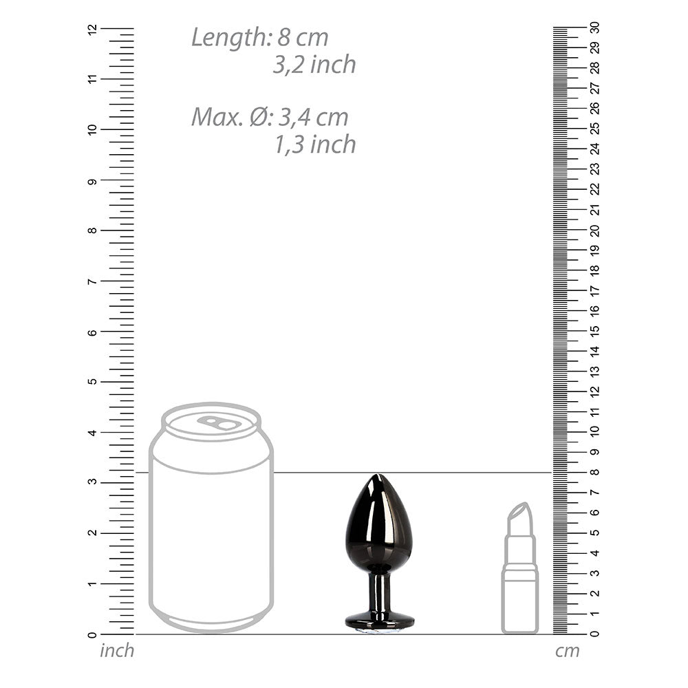 Ouch! Round Gem Butt Plug Medium Gunmetal/Diamond