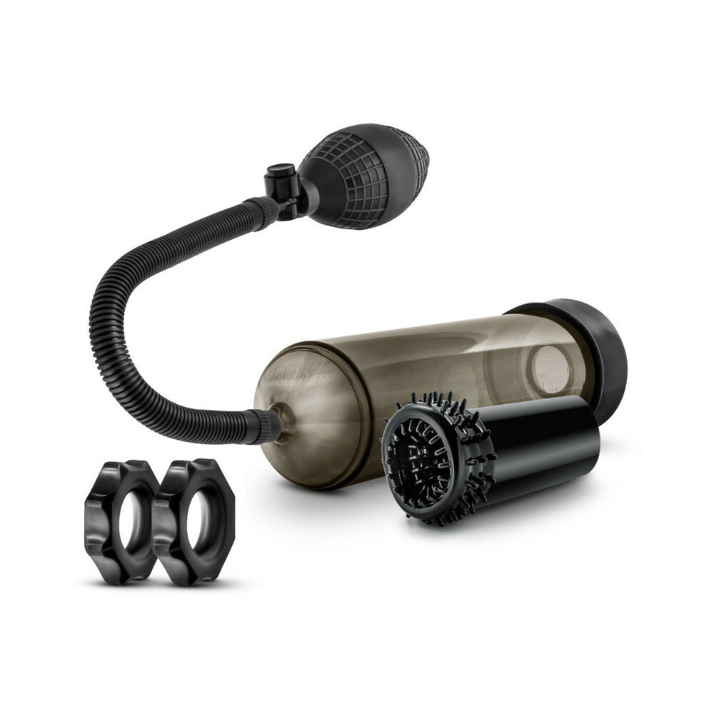 Quickie Kit Thick Cock Pump, Stroker & 2-Piece Cockring Set Black - Fantasies Boutique