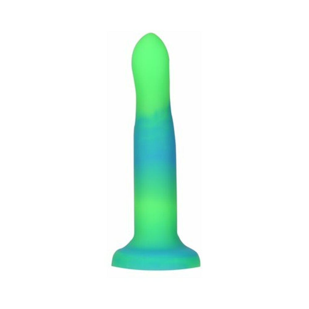Addiction Rave Bendable 8 in. Silicone Dildo Glow in the Dark Blue Green - Fantasies Boutique