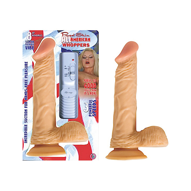 All American Whoppers 8in. Vibrating Dong with Balls - Fantasies Boutique