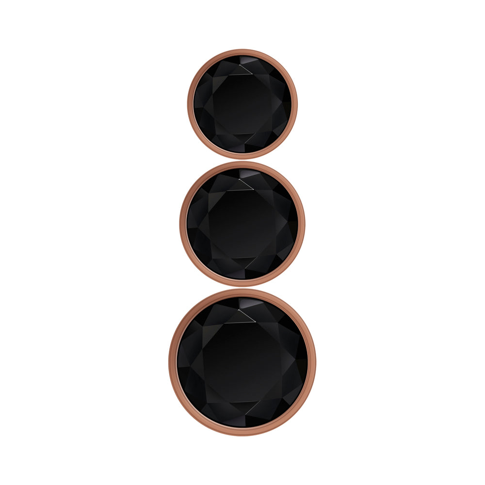 Gender X Gold Digger 3-Piece Rose Gold Beaded Anal Plug With Black Gemstone Base Set - Fantasies Boutique