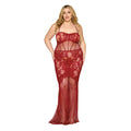 Dreamgirl Lace Bodystocking Gown with Bustier Detail Oxblood Queen Size