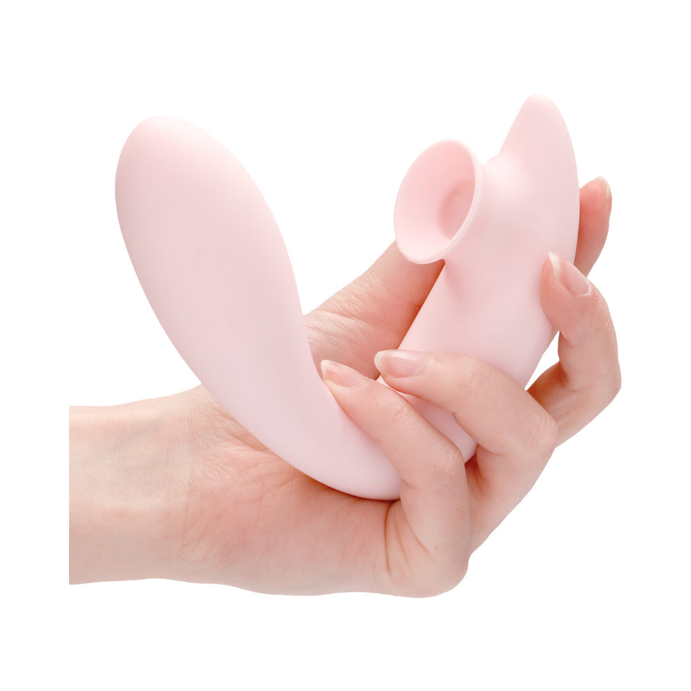 Shots Irresistible Desirable Rechargeable Silicone Soft Pressure Air Wave Dual Stimulator Pink - Fantasies Boutique