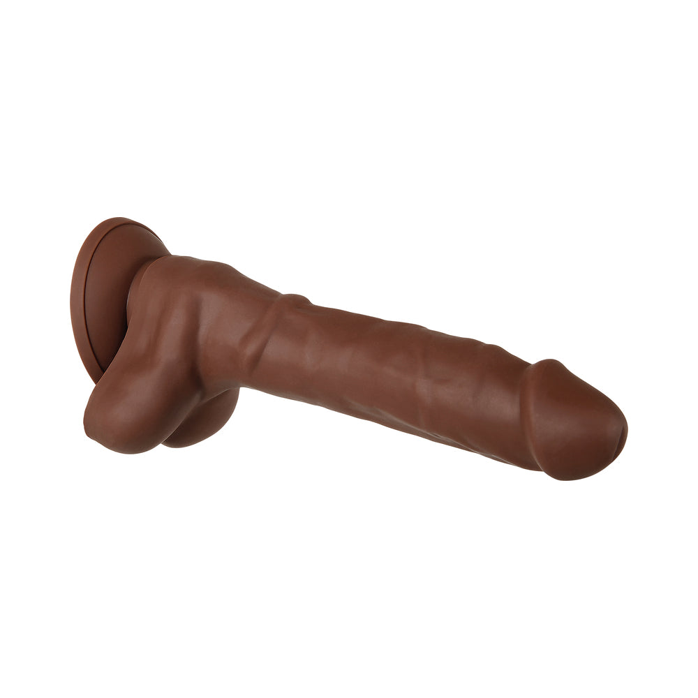 Evolved Real Supple Poseable 8.25 in. Realistic Silicone Dildo With Balls Brown - Fantasies Boutique