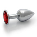 Shots Ouch! Round Gem Butt Plug Small Silver/Ruby Red - Fantasies Boutique