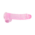 RealRock Crystal Clear Realistic 9 in. Dildo With Balls and Suction Cup Pink - Fantasies Boutique
