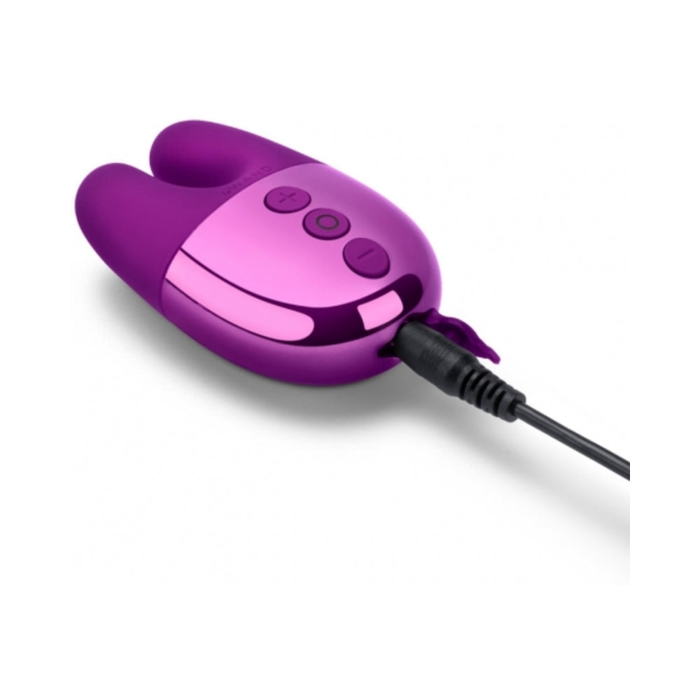Le Wand Chrome Double Vibe Rechargeable Silicone Mini Vibrator Dark Cherry - Fantasies Boutique