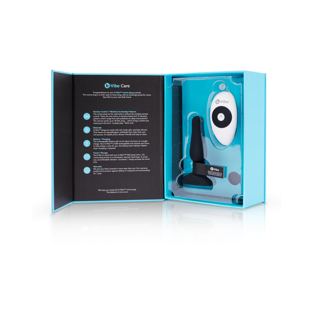 b-Vibe Novice Rechargeable Remote-Controlled Vibrating Silicone Anal Plug Black - Fantasies Boutique