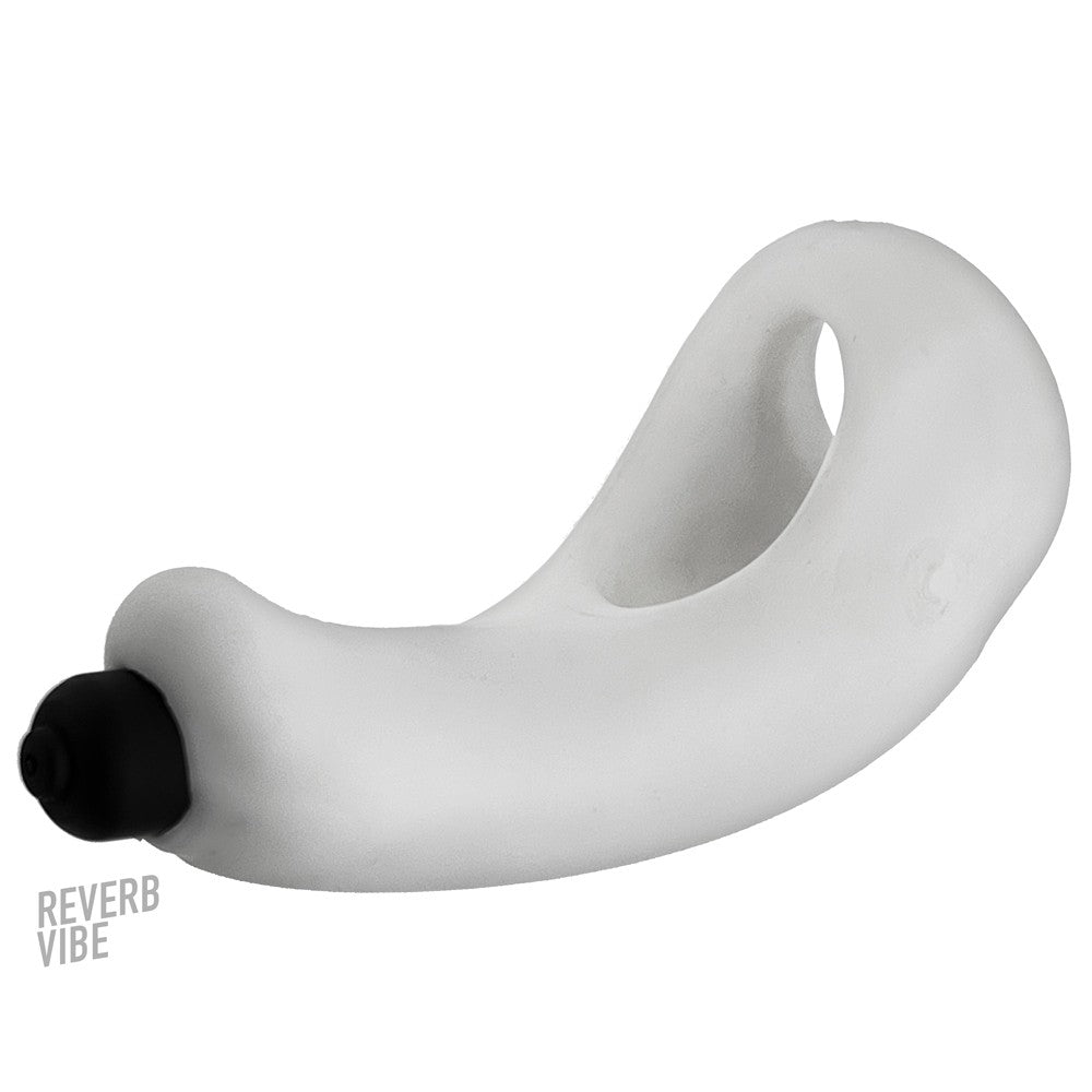 Hunkyjunk Buzzfuck Cock & Ball Sling with Taint Vibrator White Ice - Fantasies Boutique