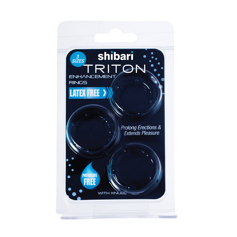 Triton Enhancement Pleasure Rings With Knubbs 3pk Black - Fantasies Boutique