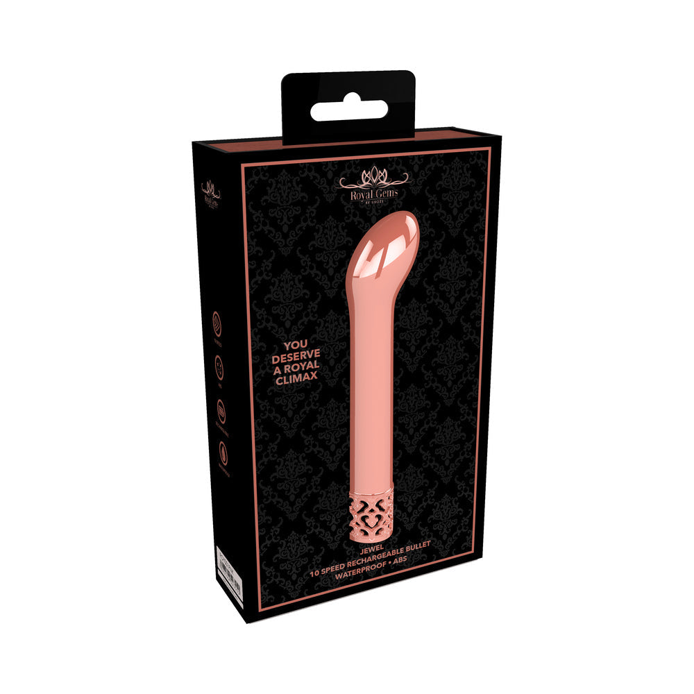 Shots Royal Gems Jewel Rechargeable Curved ABS Bullet Vibrator Rose Gold - Fantasies Boutique