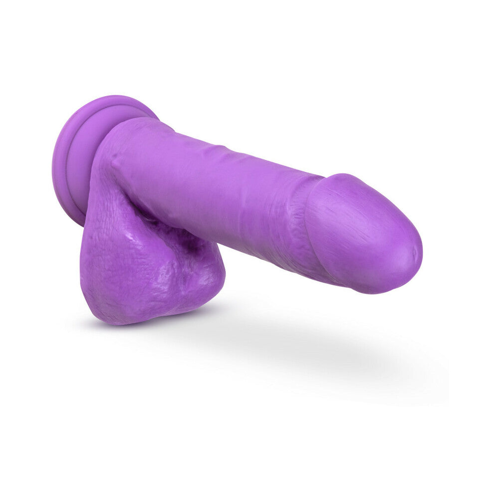 Blush Neo Elite 8 in. Silicone Dual Density Dildo With Balls & Suction Cup Neon Purple - Fantasies Boutique