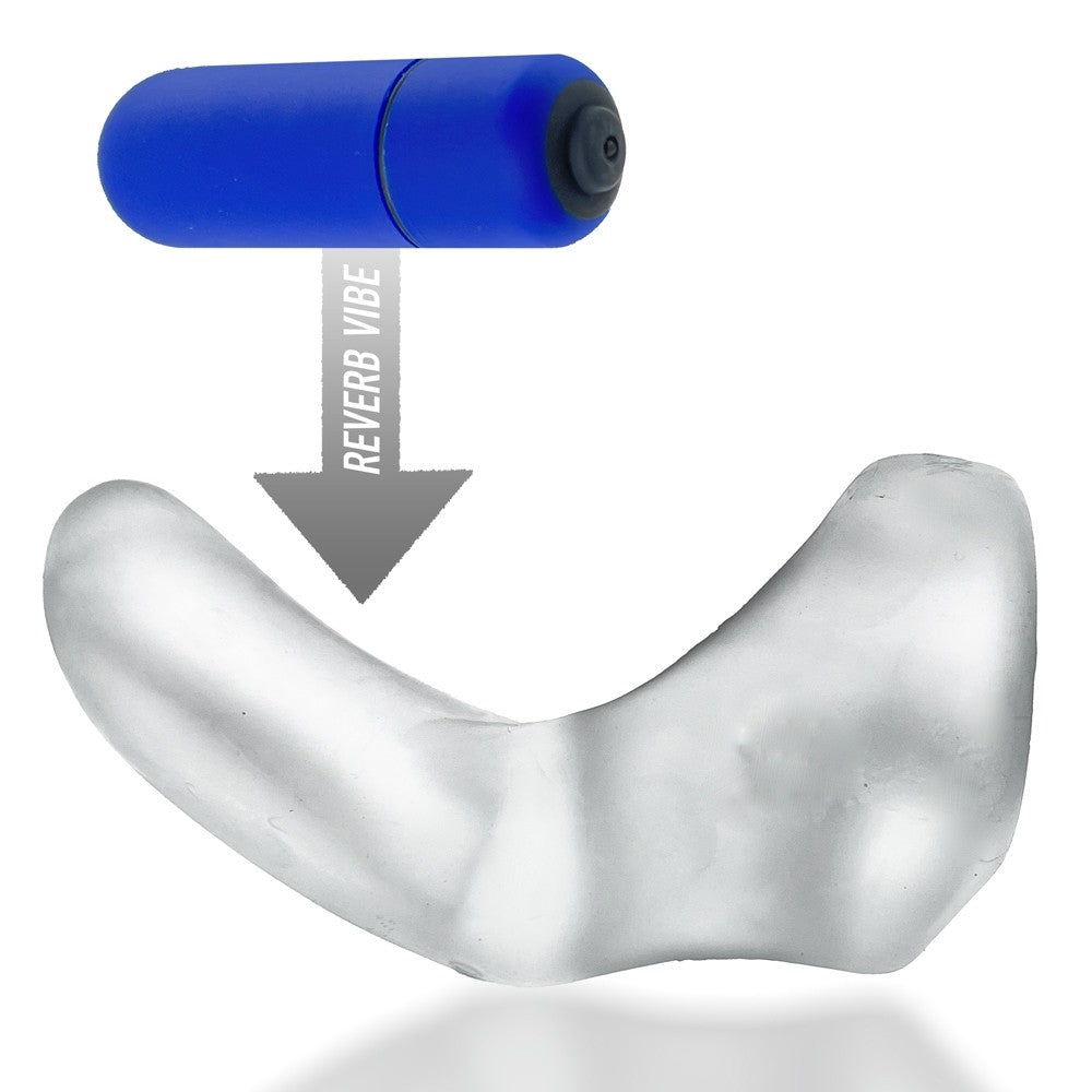 Hunkyjunk Buzzfuck Cock & Ball Sling with Taint Vibrator Clear Ice - Fantasies Boutique