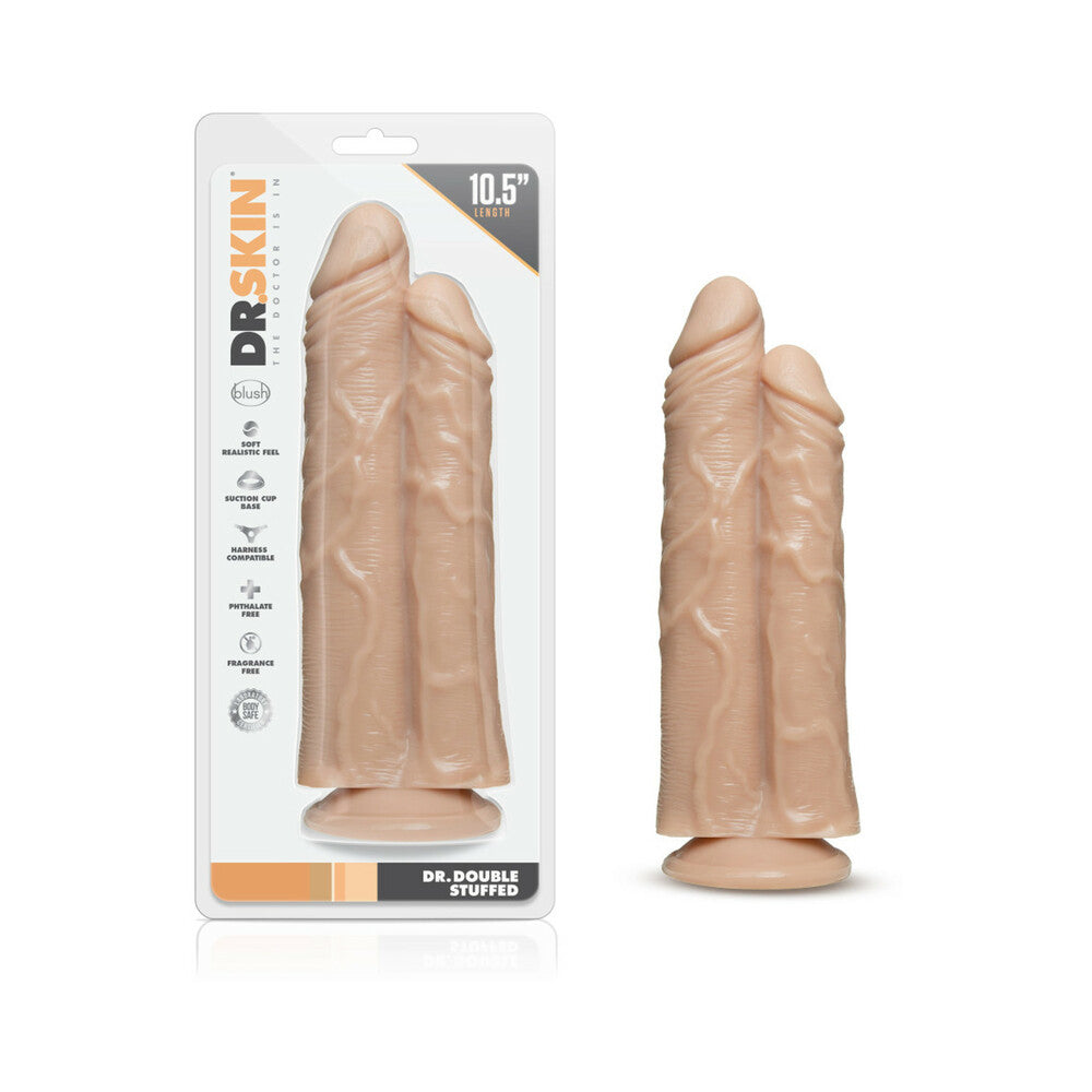 Dr. Skin Dr. Double Stuffed 10.5 in. Double Shaft Dildo Beige - Fantasies Boutique