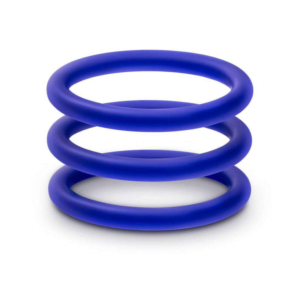 Blush Performance VS1 Pure Premium Silicone Cockrings 3-Pack Medium Indigo - Fantasies Boutique