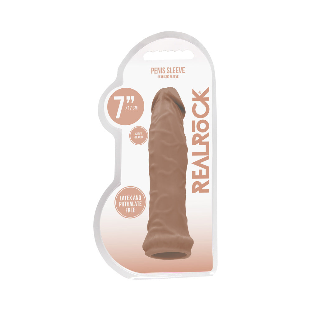RealRock Realistic 6 in. Penis Sleeve Extender Tan - Fantasies Boutique