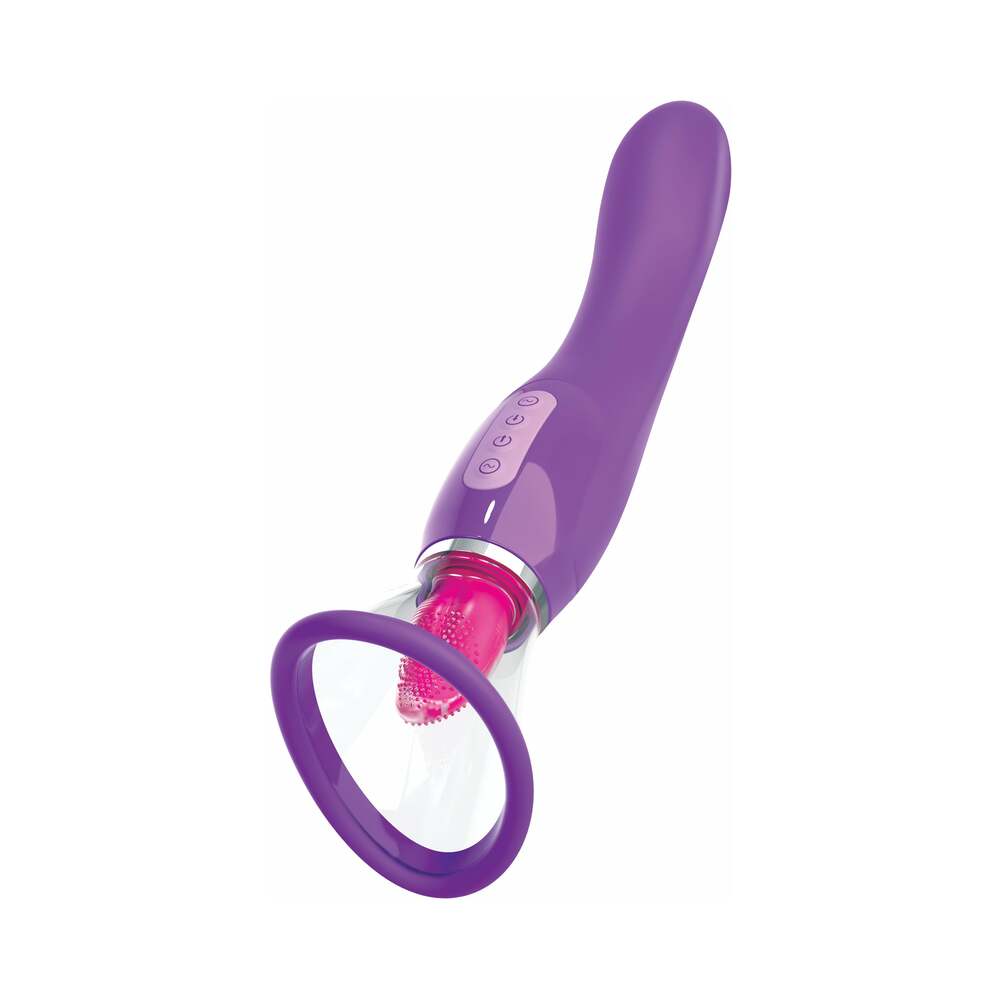 Pipedream Fantasy For Her Her Ultimate Pleasure Dual-Ended Vibrator With Licking Suction Purple - Fantasies Boutique