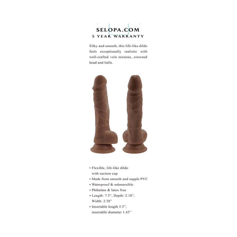 Selopa 6.5 in. Natural Feel Dildo Dark