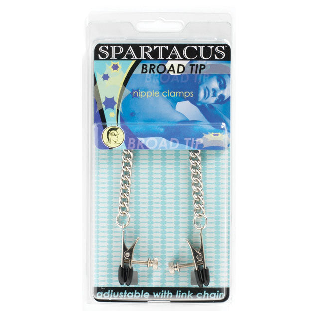 Adjustable Broad Tip Nipple Clamps with Curbed Chain - Fantasies Boutique