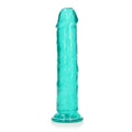 RealRock Crystal Clear Straight 9 in. Dildo Without Balls Turquoise