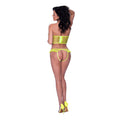 Magic Silk Love Star Cupless Bustier & Open Crotch Panty Set Neon Chartreuse S/M - Fantasies Boutique