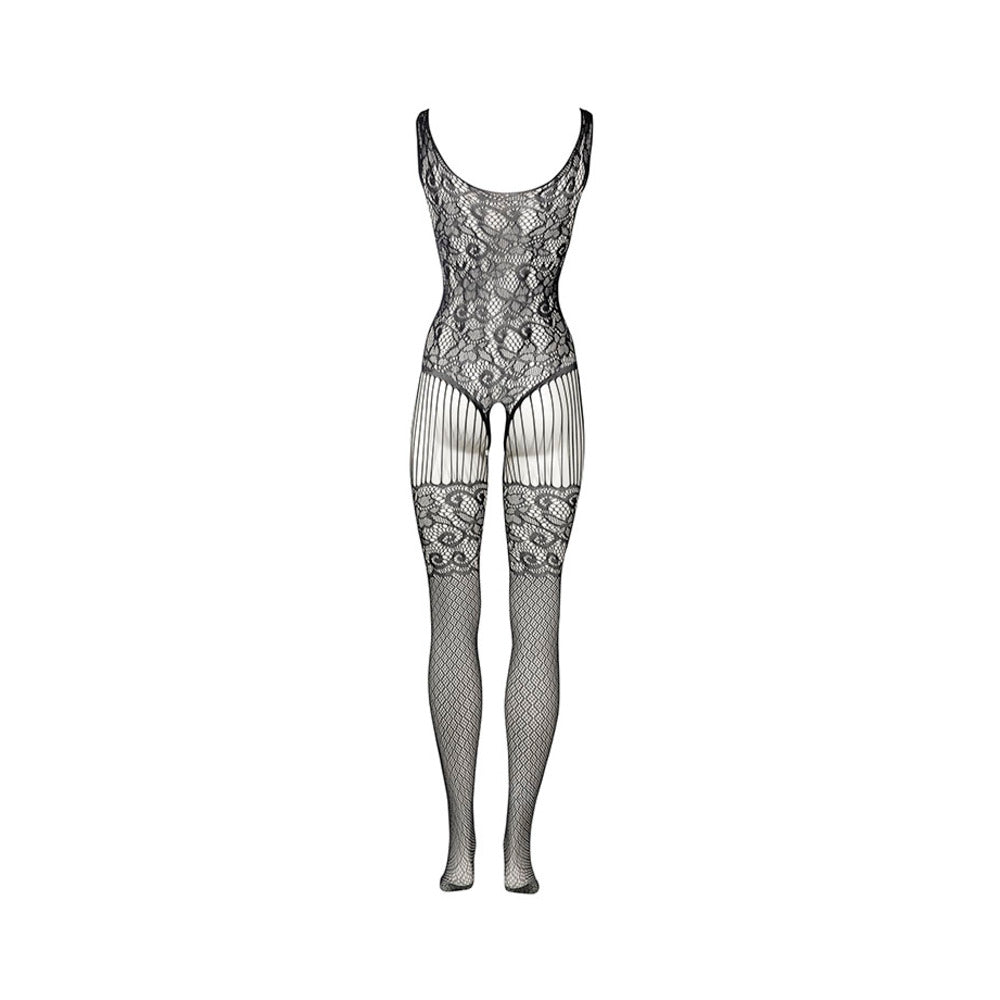 Le Desir Lace and Fishnet Bodystocking Black O/S - Fantasies Boutique