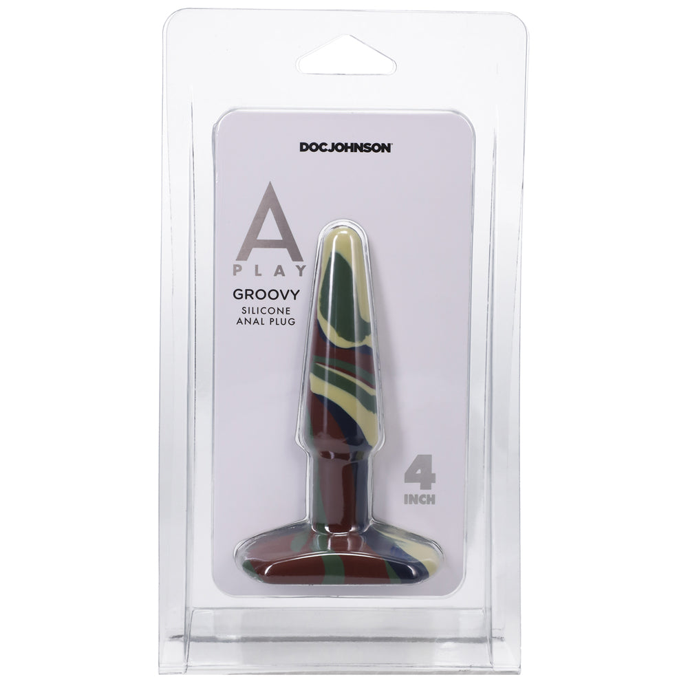 A-Play Groovy 4 in. Silicone Anal Plug Camouflage - Fantasies Boutique