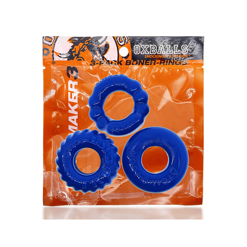 OxBalls Bonemaker 3-Pack Boner Cockring Kit FLEXtpr Pool Blue - Fantasies Boutique