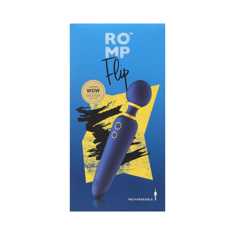 ROMP Flip Rechargeable Silicone Wand Massager Blue - Fantasies Boutique