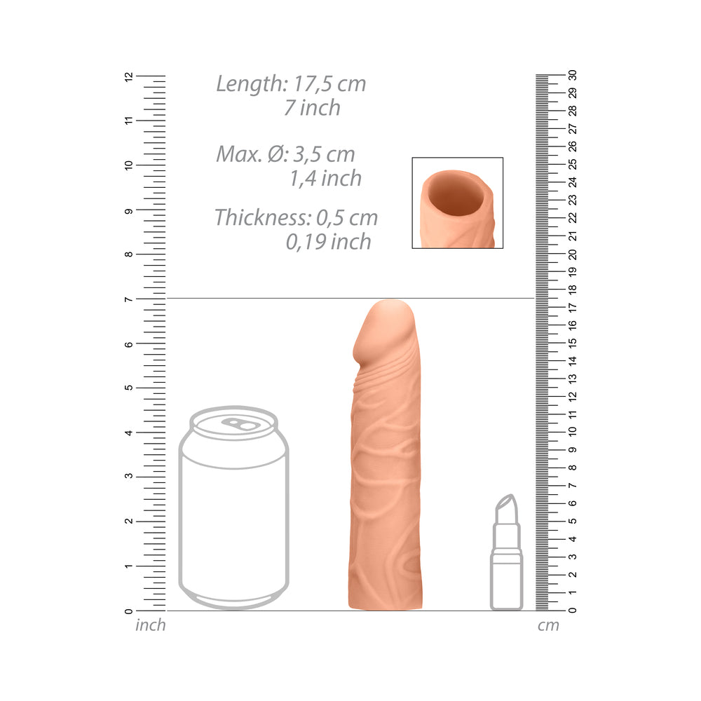RealRock Realistic Veiny 7 in. Penis Sleeve Extender Beige - Fantasies Boutique