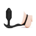 b-Vibe Vibrating Snug & Tug Rechargeable Weighted Silicone Anal Plug with Cockring M Black - Fantasies Boutique
