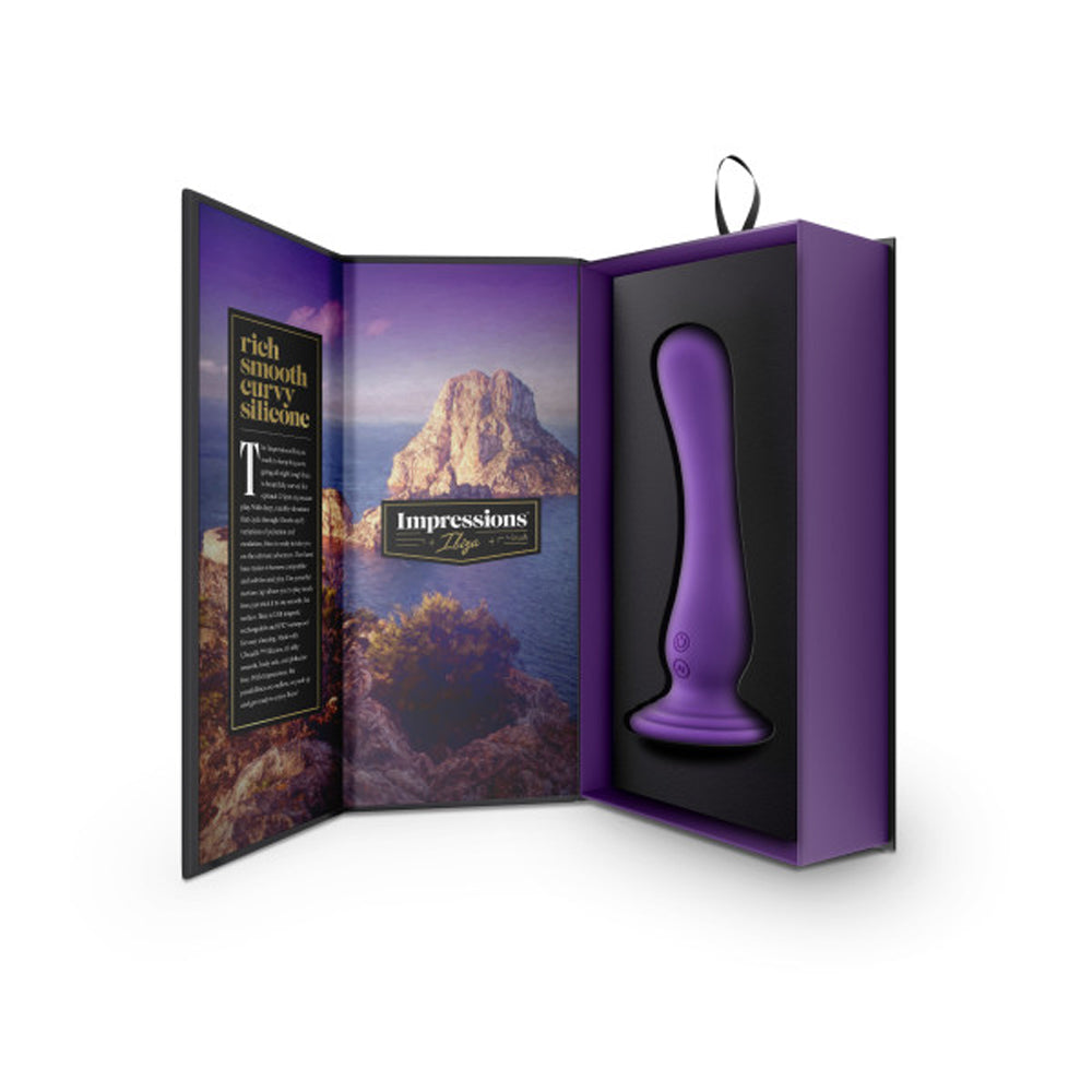 Impressions Ibiza Rechargeable Silicone 7.75 in. Vibrating Dildo with Suction Cup Plum - Fantasies Boutique