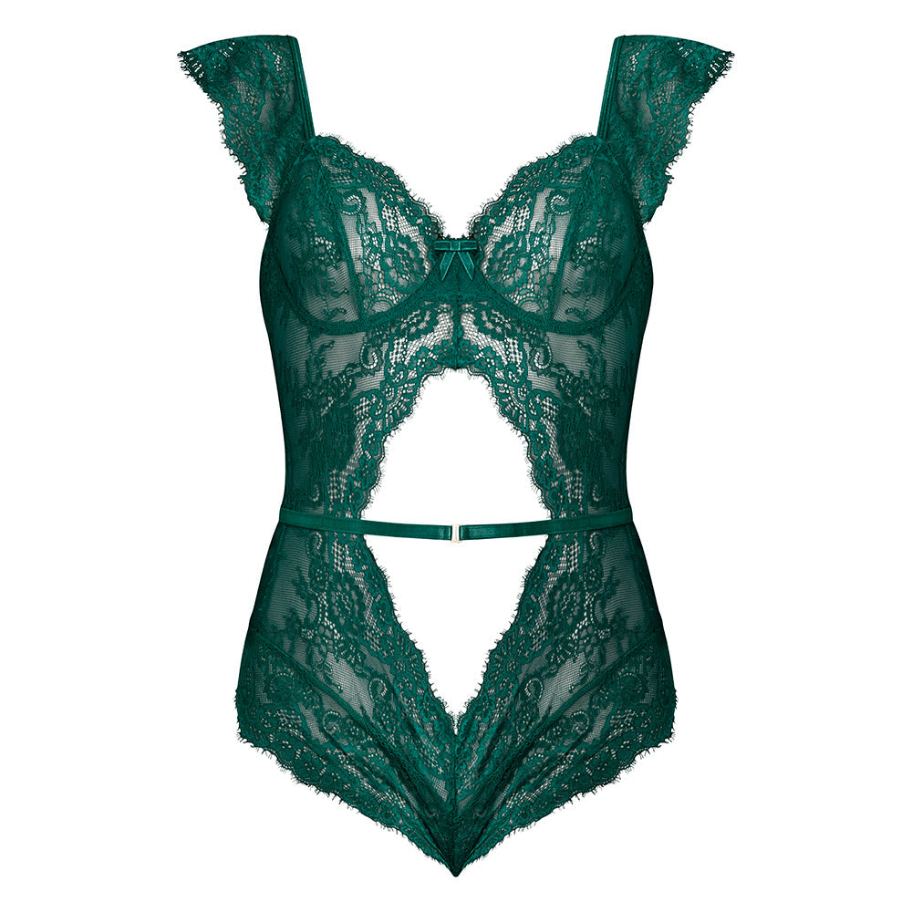 Magic Silk Evermore Cutout Romper Emerald L/XL