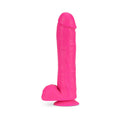 Blush Neo Elite 11 in. Silicone Dual Density Dildo with Balls & Suction Cup Neon Pink - Fantasies Boutique