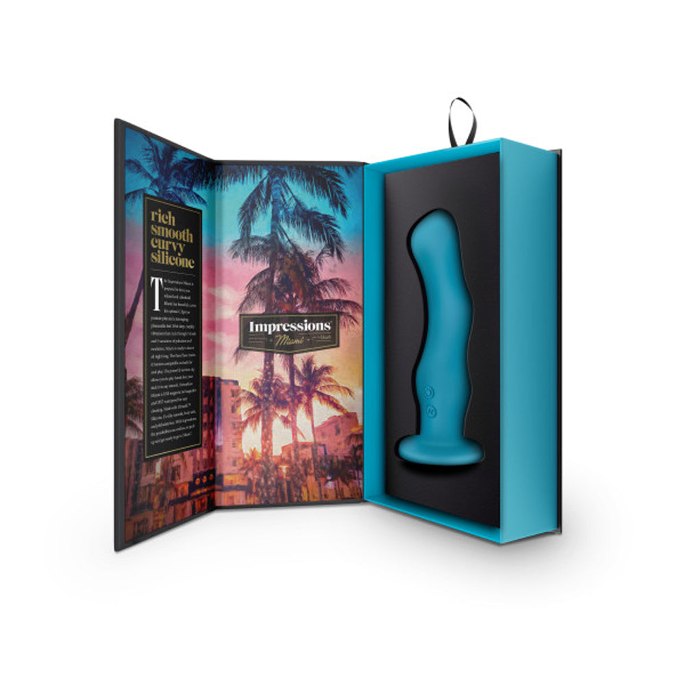 Impressions Miami Rechargeable Silicone 6.5 in. Vibrating Dildo Teal
