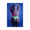 Fantasy Lingerie Glow Persuasive Open Cup Cage Bra & Panty Neon Green Queen