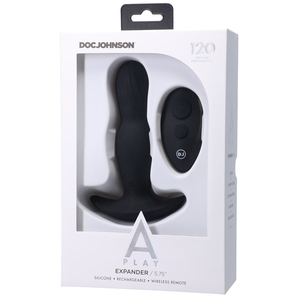 A-Play EXPANDER Rechargeable Silicone Anal Plug with Remote Black - Fantasies Boutique