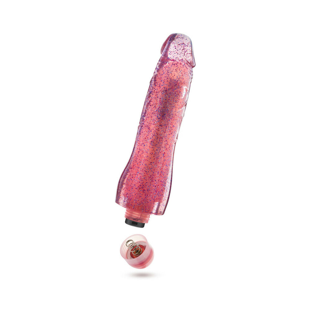 Blush Glow Dicks Molly Color Changing 8 in. Vibrating Dildo Glitter Pink - Fantasies Boutique
