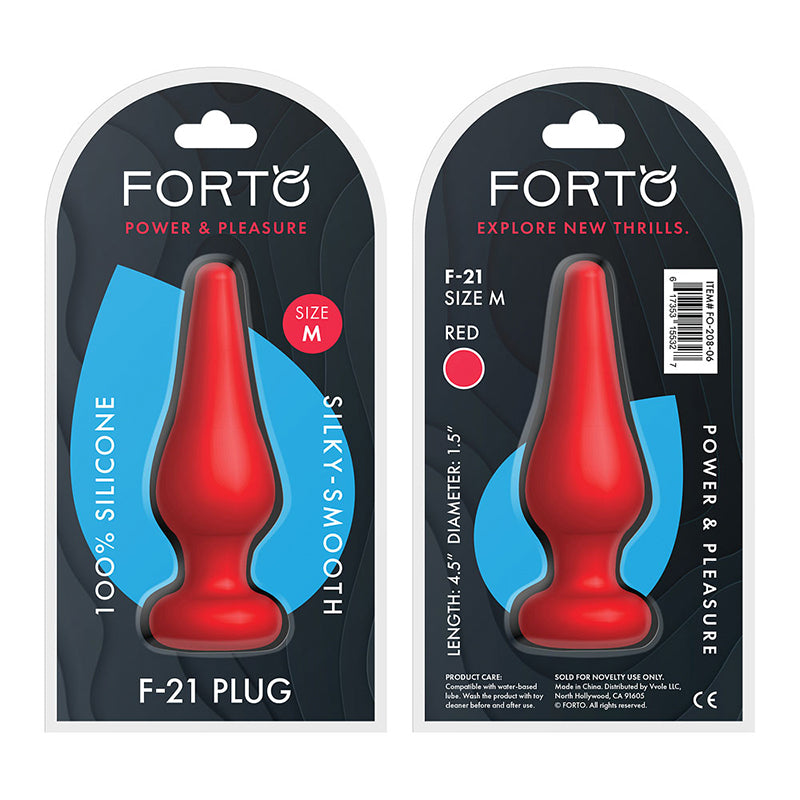 Forto F-21 Tear Drop Silicone Anal Plug Medium Red - Fantasies Boutique