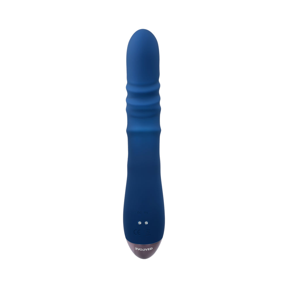 Evolved The Ringer Rechargeable Thrusting Silicone Rabbit Vibrator Blue - Fantasies Boutique